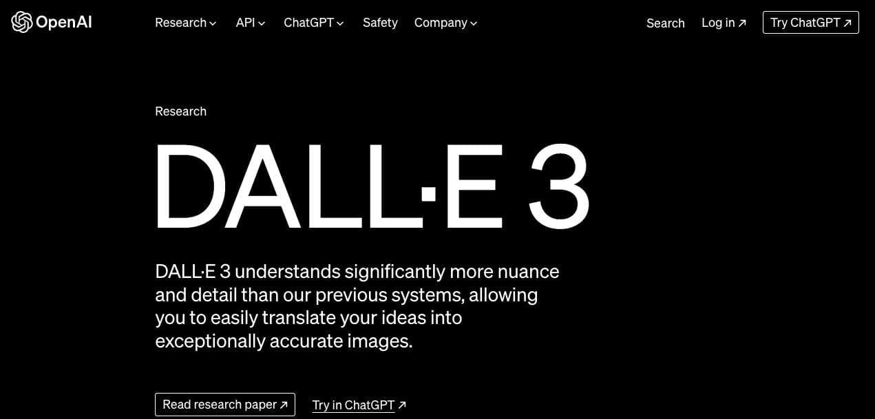 DALL·E 3 DALL-E 3 homepage screenshot