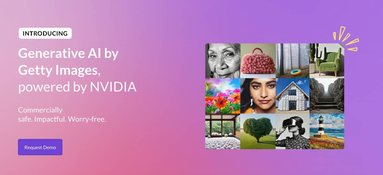 Generative AI by Getty Images, powered by NVIDIA Getty Images Homepage screenshot of Generative AI by Getty Images