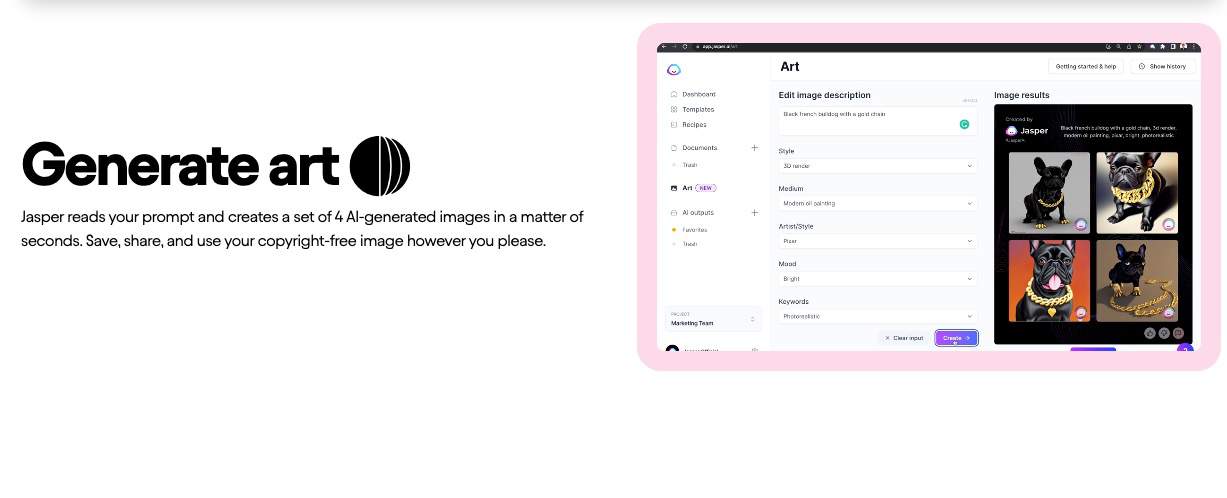 Jasper AI Art Generator AI Image Generator Jasper AI art tool output examples
