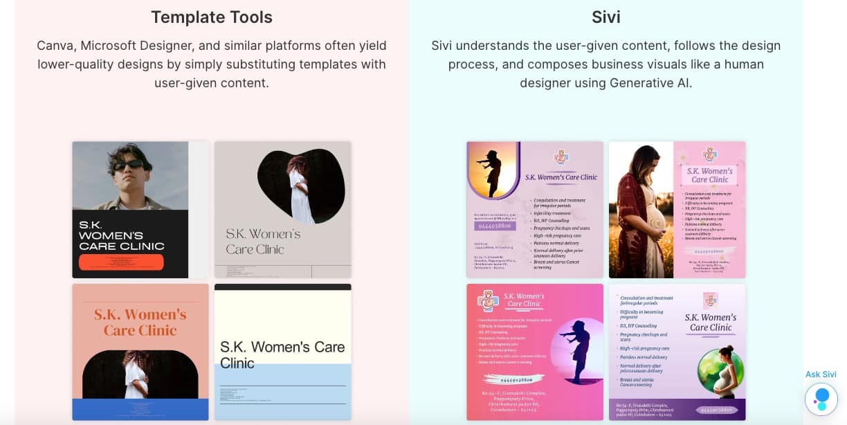 Sivi The Generative AI for Business Visual designs Sivi Generative AI showcasing social media visuals generated by AI