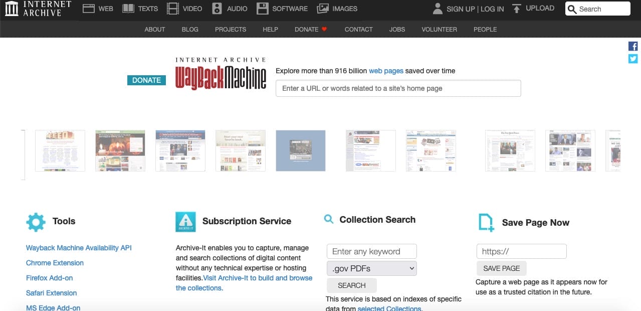 Wayback machine Wayback machine homepage screenshot