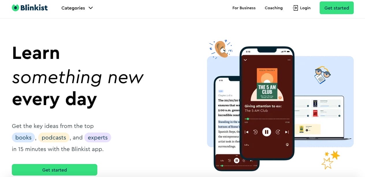 blinkist homepage blinkist homepage