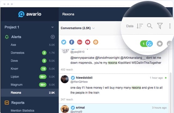 Awario competitor analysis Awario interface