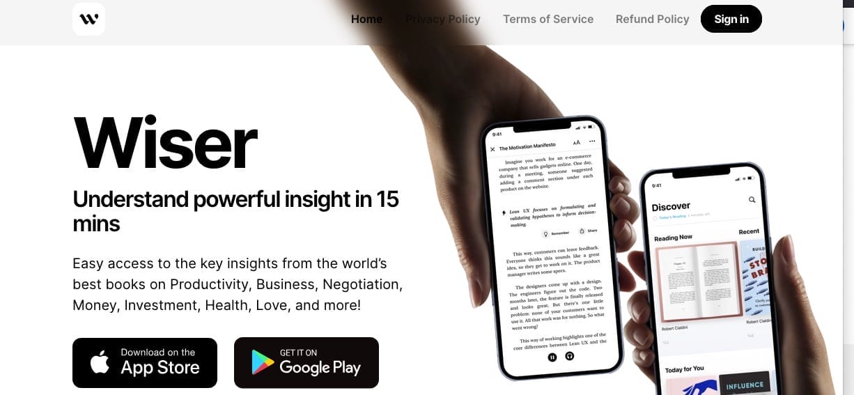 wiser app Wiser app homepage cover image