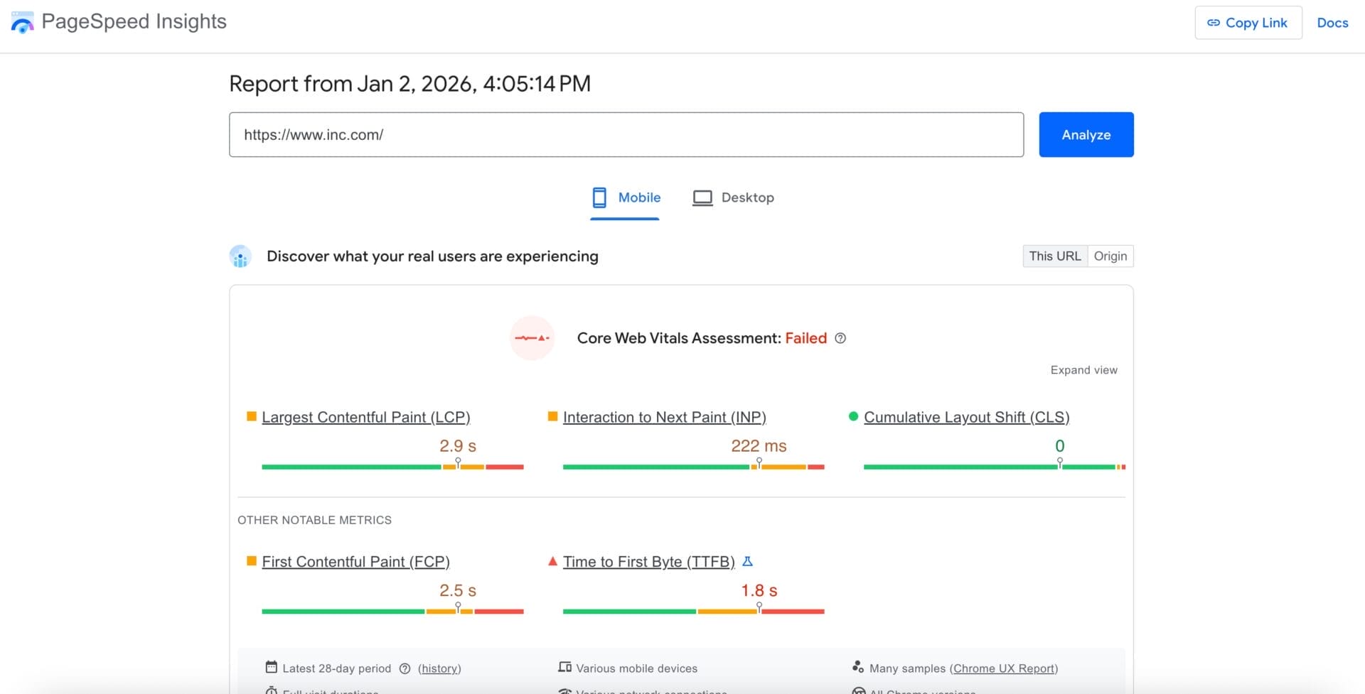 pagespeedinsights Page Speed Insights interface image